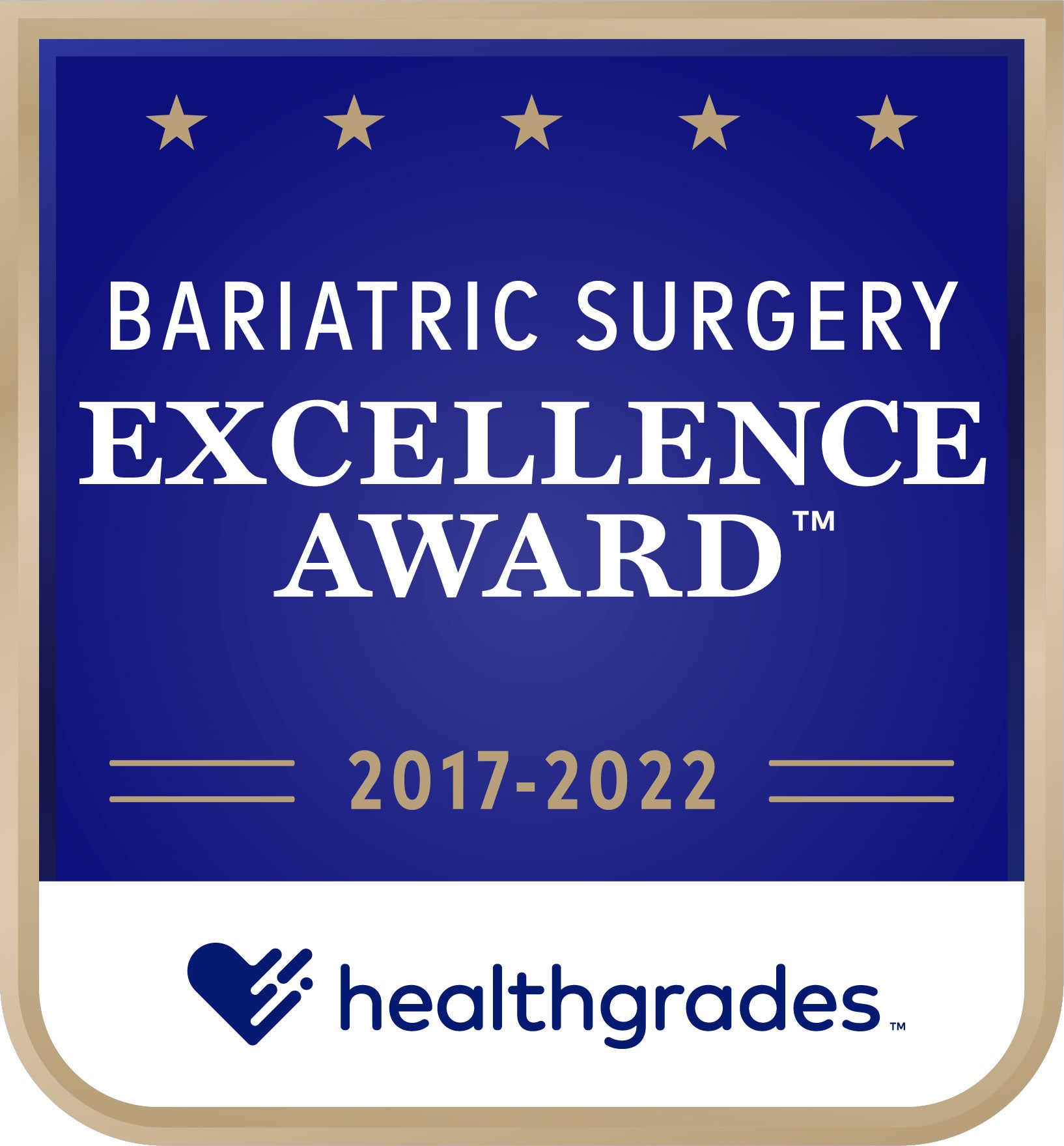 Recipient of the Healthgrades Bariatric Surgery Excellence Award™ for 4 Years in a Row (2017-2020)