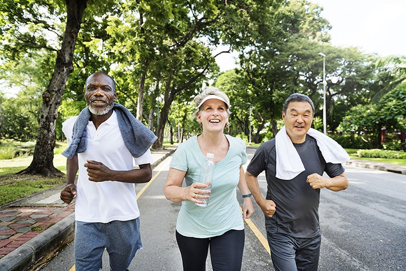 Group of seniors jogging.