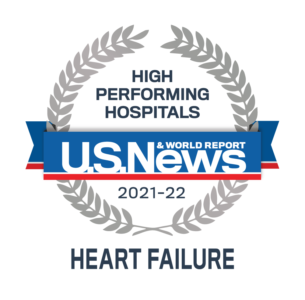 U.S. News and World Report 2021-2022 Award for High Performing Hospitals - Heart Failure
