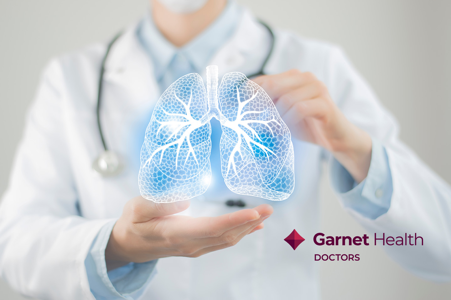 Doctor holding CGI lungs