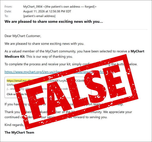 MyChart Scam Advisory