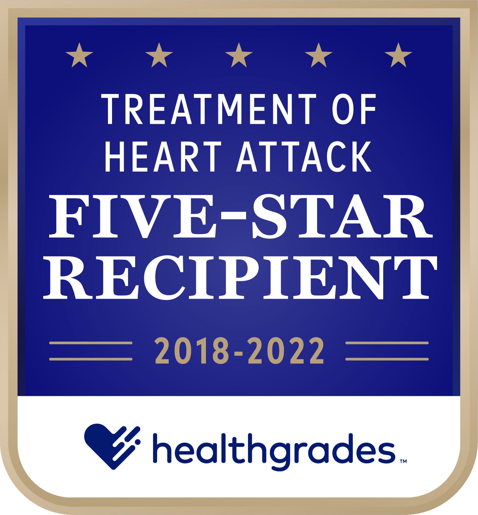 Five-Star Recipient for Treatment of Heart Attack for 5 Years in a Row (2018-2022) Award