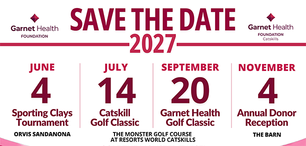 SAVE THE DATE 2027 June 4 Sporting Clays, July 14 Catskills Golf Classic, Sept 20 GH Golf Classic, Nov 4 Annual Donor Reception