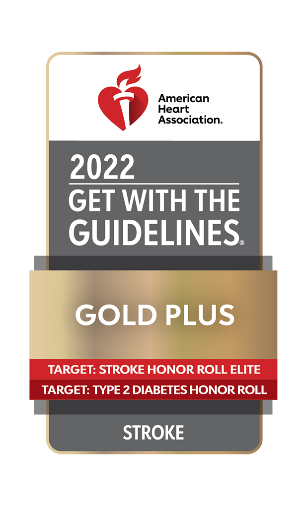 Get With The Guidelines Stroke gold PLus with Target: Stroke Honor Roll Elite with Target: Type 2 Diabetes Honor Roll