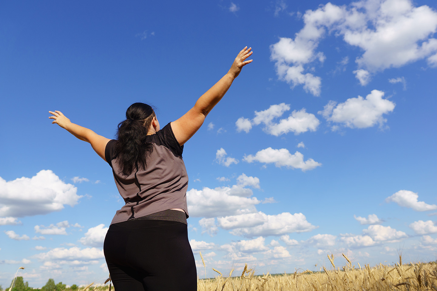 Woman outdoors exercising