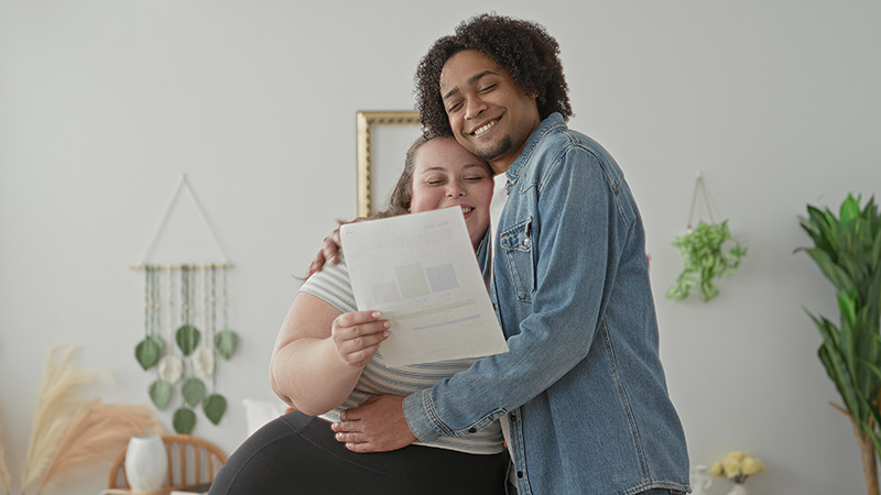 Couple looking at a document